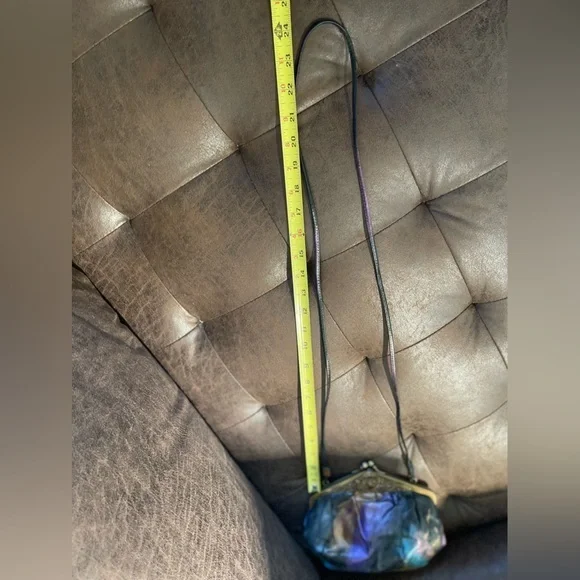 Fancy Nancy Painted Leather Bag Purse Crossbody Purple Vintage 80s USA‎ - Picture 12 of 14